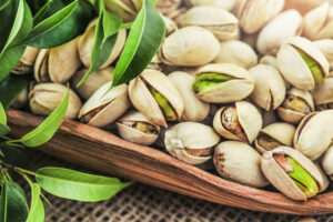 a bowl of pistachios