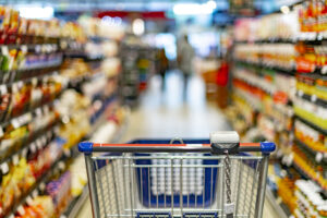 a shopping cart in a store