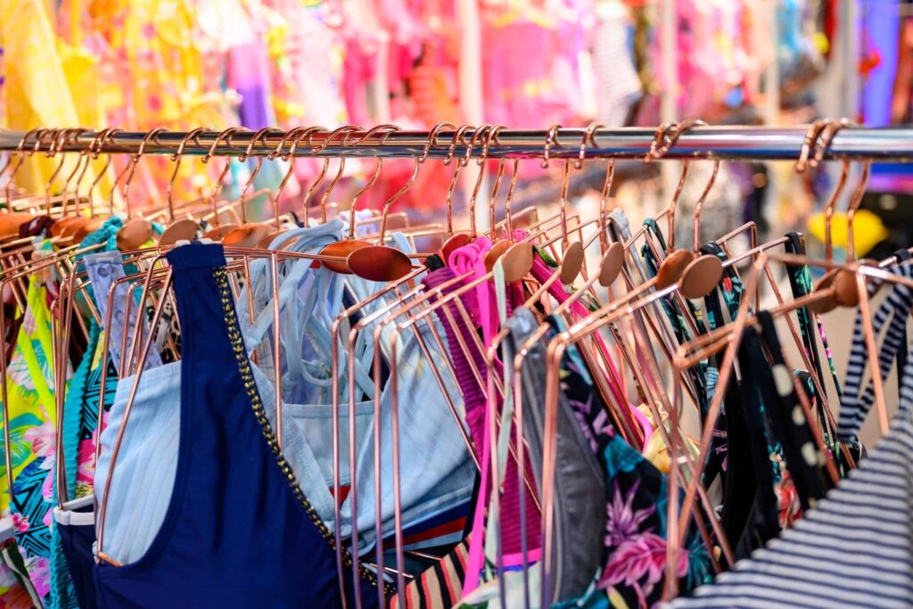 swimsuits on rack